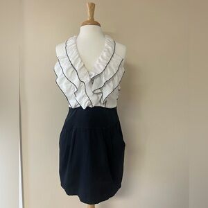 Tinley Mini Halter Dress Size L Black & White